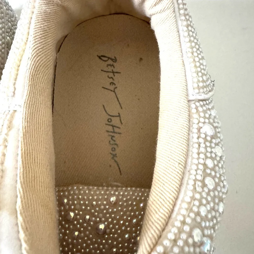 Betsey Johnson Women’s Sidney Laceup Platform Pearl-Embellished Sneaker - Picture 3 of 10